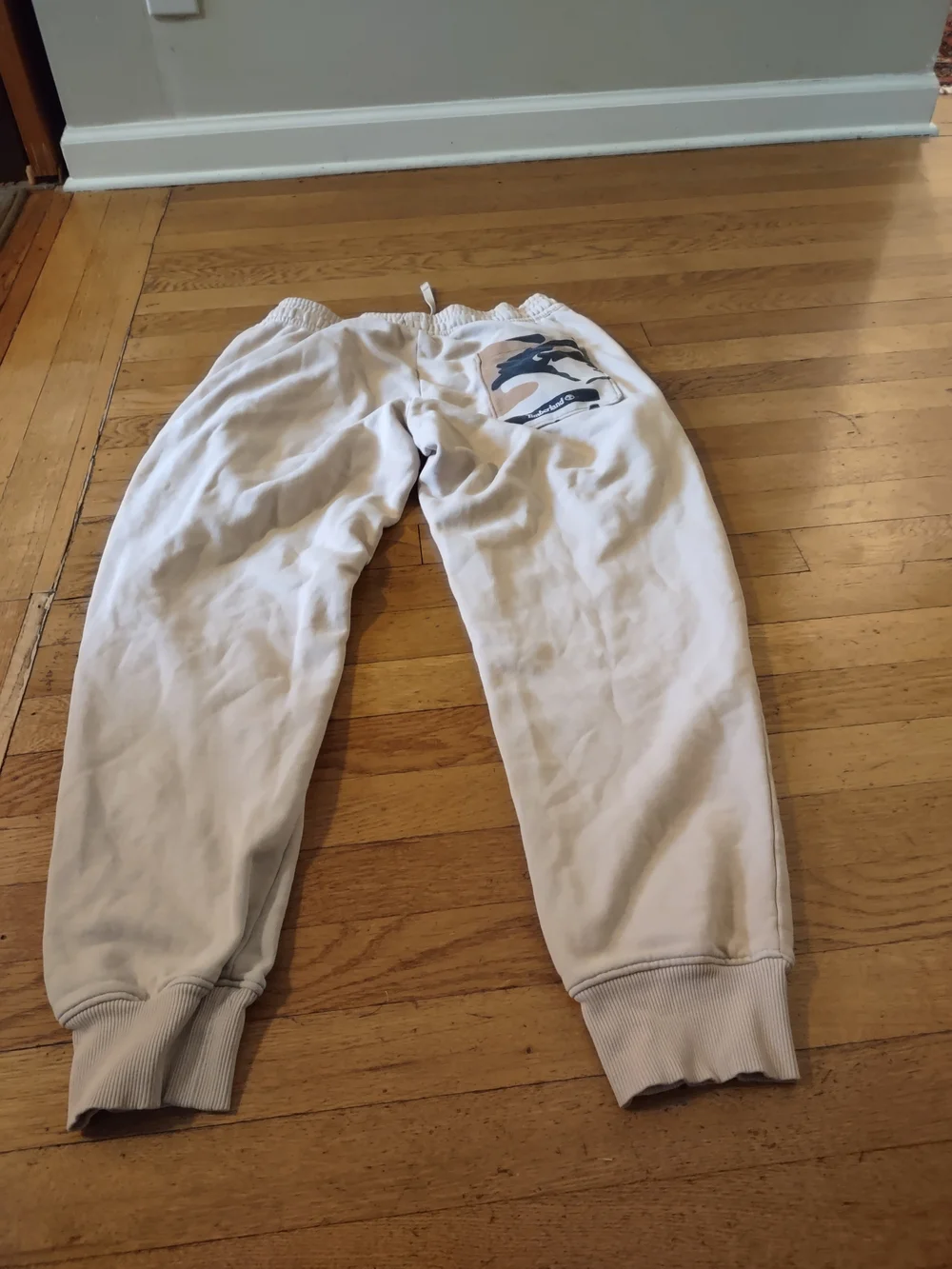 Timberland beige sweatpants with camo print pocket size medium gorpcore athletic